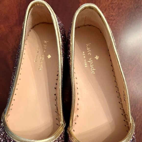 NWOB Kate Spade Linds Too Rose Gold Multi Glitter Espadrilles Flats Shoes 7.5 - Picture 4 of 6